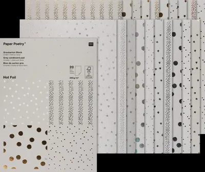 Produktbild von Rico Design Motivblock Graukarton Hot Foil A4 250g qm Bastelpapier