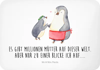 Produktbild von Mr. & Mrs. Panda Kühlschrankmagnet Pinguin mit Kind - Weiß - Geschenk, Vorbild Mama, Tochter, whiteboardmagnet, rechteckmagnet, zettelhalter, Mutter, Muttertag, magnet