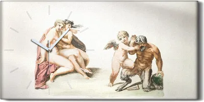 Produktbild von Wandbild Leinwand Bilder mit Uhr 60x30 Zeichnen Antike Engel Götter Kunst - weiße Hände
