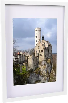 Produktbild von Nicola Spring Bilderrahmen mit A4-Passepartout – A3 (12" x 17") - Weiß/Weiß
