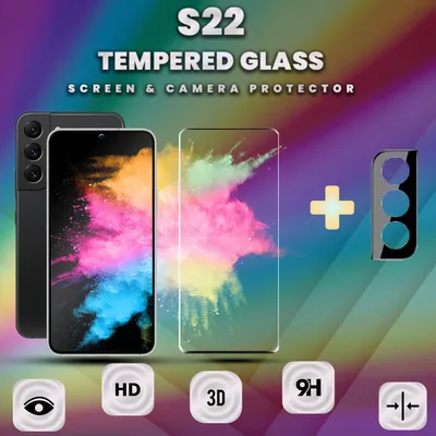 Obrázek produktu pro Ochranný kryt displeje a objektivu Samsung Galaxy S22 z tvrzeného skla 9H