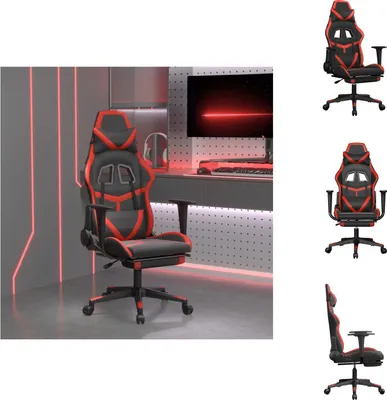 Produktbild von vidaXL Gaming-Stuhl mit Fußstütze Schwarz und Rot Kunstleder - Gaming-Sessel