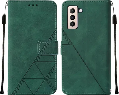 Produktbild von Galaxy S21+ Hülle, Schlank Prägung Flip Leder Kartenfächer Schutzhülle mit Ständer für Samsung Galaxy S21+ / S21 Plus 5G Grün