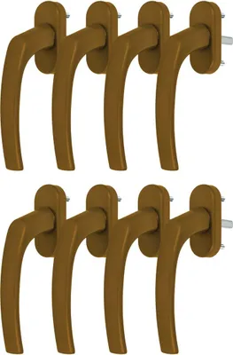 8 x Alu Fenstergriff in Gold F4 - Stiftlänge 30mm