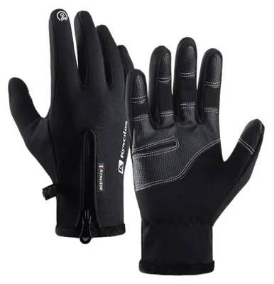 Immagine prodotto di Guanti invernali da uomo e da donna, guanti da sci termici e antivento, compatibili con touchscreen, colore nero, taglie S-L