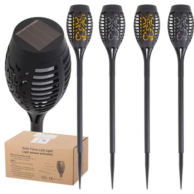 Immagine prodotto di Lampade solari da giardino, tipo torcia, con 12 LED, confezione da 4 pezzi.