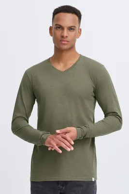 Produktbild von SOLID SDBeda Herren Longsleeve Langarmshirt Shirt mit V-Ausschnitt Baumwollmischung Regular fit