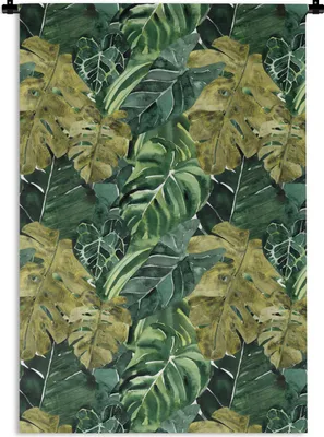 Produktbild von MuchoWow® Wandteppich Wandbehang Tropisch - Grün - Blatt 90x135 cm Tapisserie Dekoration Wandtuch - Baumwolle - Wandskulptur