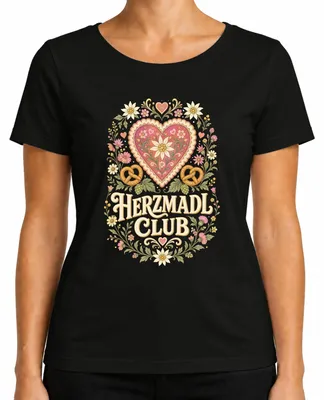 Obrázek produktu pro Herzmadl Club,  , Edelweiss, preclík, tričko s tradičním motivem, kožené kalhoty, dámské tričko, černá barva, velikost M