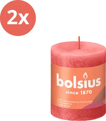 Image de Bolsius - Bougie rustique - 80/68 - 1 par paquet - Rose fleur - Pack avantage - 2 pièces