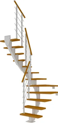 Produktbild von Dolle Mittelholmtreppe Frankfurt 1/2 gewendelt Eiche, geölt 75 cm breit für Geschosshöhen 240 – 279 cm UK Metall Weiß inkl. einseitigem Designgeländer