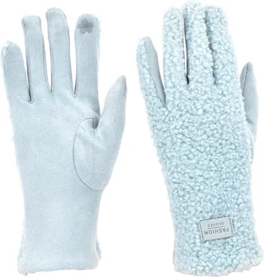 Produktbild von styleBREAKER Damen Touchscreen Handschuhe mit Teddyplüsch | Weiche warme Winter Fingerhandschuhe | Kuscheliger Smartphone Handschuh in vielen Farben