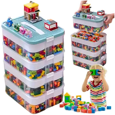 Produktbild von Box Behälter für Bausteine 4-schichtig LEGO Organizer mit Fächern