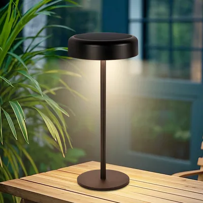 Image de ZMH Lampe de table solaire rechargeable Lampe de chevet Led sans fil Lampe de table 3600mhA Rechargeable Touch Dimmable Lampe noire avec batterie USB Lampes solaires pour salon moderne Chambre à coucher Extérieur