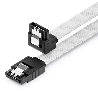 Produktbild von deleyCON SATA 3 Nylon Kabel 60cm 90° gewinkelt 6 Gbit/s - Weiß
