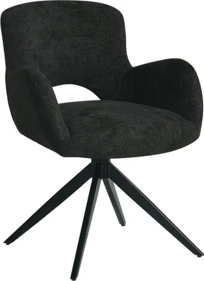 Obrázok produktu pre HowHomely THEO Chair Black Fabric - moderný dizajn, stabilné, kovové nohy, pohodlné - s funkciou automatického návratu