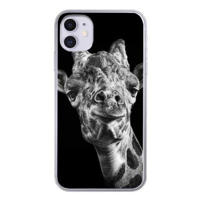 Produktbild von MuchoWow® Handyhülle Schutzhülle Hülle für iPhone 11 Giraffe - Tier - Schwarz - Weiß Silikon Softcase Handy Hülle - Handytasche