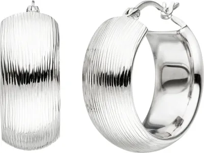 Produktbild von Ohrringe Creolen 25,6mm Ohrschmuck gewölbt 10mm breit 925 Silber Klappcreolen