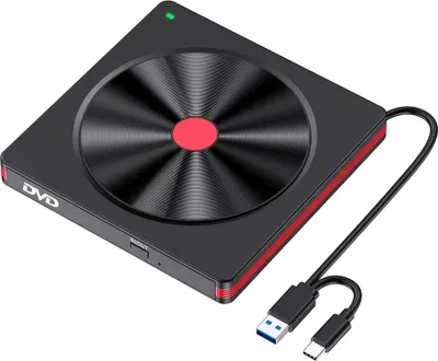 Produktbild von AIORBER Externes CD/DVD Laufwerk USB 3.0 & Typ-C, Plug-and-Play, tragbar & stoßfest, hohe Schreib-/Lesegeschwindigkeit, für Windows, Mac, Schwarz