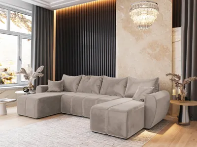 Produktbild von Masseno Ecksofa MADISON U mit Schlaffunktion U-Form, Sofa mit Bettkasten, Wohnzimmersofa, Couch, Soffa, Bettsofa, Couchgarnitur- Beige, PAROS 02
