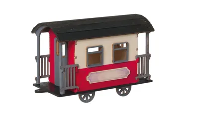 Produktbild von Drechslerei Kuhnert - Bastelset für Fortgeschrittene - Hobaku Eisenbahnwagen - Dekofigur zum Selbstgestalten - Maße: 20 x 8 x 12 cm