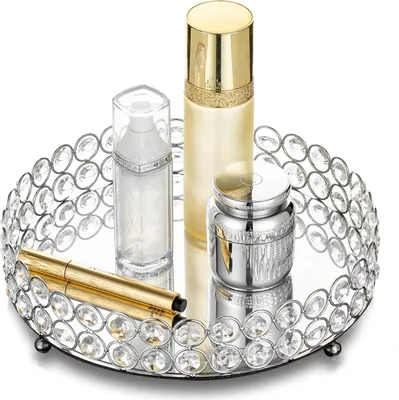 Produktbild von Silbernes Spiegeltablett Ø 25 cm – Schminktisch – Schmuck, Parfums, Kosmetik – multifunktional und dekorativ