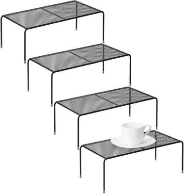Immagine prodotto di Organizzatore per armadietti da cucina, ripiano metallico, 4 pezzi, 35x18x13 cm, antiscivolo, per la cucina