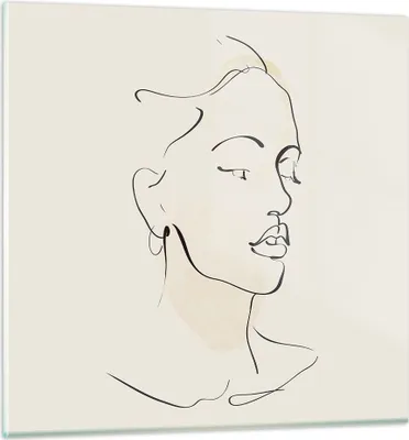 Produktbild von Bilder auf glas - Einteilig - Frau Zeichnung Linie - 40x40cm - Glasbilder - Wandbilder - Bilder - zum Aufhängen bereit - Wanddekoration aus Glas - Glas Bilder - Wandbild auf Glas - GAC40x40-5046