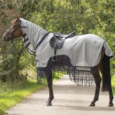 Immagine prodotto di Coperta anti-insetti da equitazione QHP, taglia 175, con frange