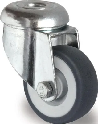 Produktbild von Lenkrolle Rad- 50 mm Tragfhigkeit 50 kg mit Rckenloch Gleitlager Gummi grau