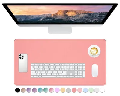 Produktbild von Großes Gaming-Mauspad mit genähten Kanten, wasserdicht, rutschfeste Unterseite, 60 x 30 cm, Rosa