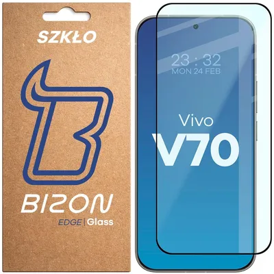 Produktbild von Gehärtetes Glas für Vivo V70 5G, Bizon Glass Edge, Schwarzer Rahmen