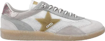 Produktbild von Cetti C-1385 SRA Damensenaker, Leder/Textil, Beige/Weiß/Hellgrün, Wechselfußbett - Damenschuhe Top Trends, Beige, leder/textil
