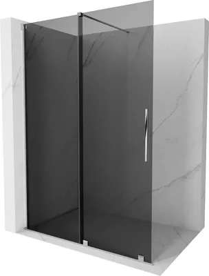 Produktbild von Mexen Velar Duschwand Schiebe Walk-in 130 x 200 cm, grafit 8 mm, chrom - 871-130-000-43-01