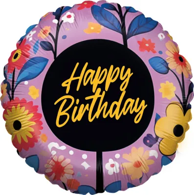 Produktbild von Folienballon Happy Birthday pink-schwarz 19 x 13,5 cm