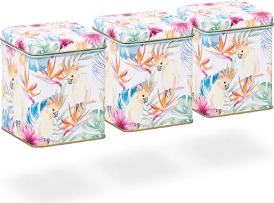 Obrázok produktu pre tea4chill Sada čajových / kávových / zásobných dóz, 3 dózy „Paradise“  po 100 g, s praktickým viečkom na pántoch