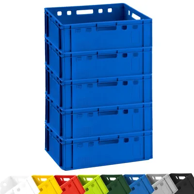 Produktbild von 5x Fleischkiste E2 Fleischerkiste Eurobox 60x40x20cm lebensmittelecht, robust, stapelbar | Lagerkisten, Stapelkisten, Metzgerkiste Germany