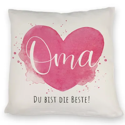 Produktbild von Beste Oma Kissen mit Spruch Oma Du bist die Beste