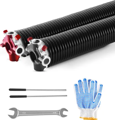 Produktbild von VEVOR Torsionsfedern für Garagentore (Φ 5,94 x Φ 50,8 x 787 mm) 16000 Zyklen, schwarz beschichtet zum Auswechseln, Garagentorfedern mit rutschfesten Wickelstäben & Handschuhen & Montageschlüssel