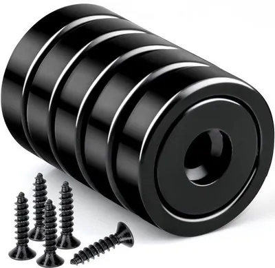 Zdjęcie produktu dla Najmocniejsze magnesy neodymowe z otworem na śrubę - 10 kg - 20 mm - zestaw 5 sztuk
