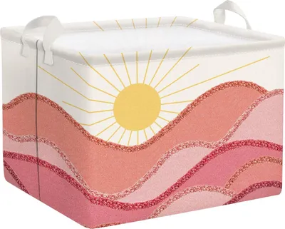 Immagine prodotto di Cestino pieghevole rosa per la camera da letto impermeabile rettangolare con maniglia, 40 x 30 x 30 cm