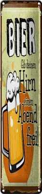 Produktbild von Blechschild  Bier Gib deinem Hirn einen Abend frei, 46 x 10 cm, Blechschilder Spruch Alkohol