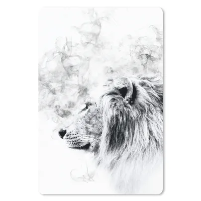 Produktbild von MuchoWow® Mauspad Mousepad Löwe - Rauch - Schwarz - Weiß 40x60 cm - Mousepads - Maus Mat - Pad - Mausunterlage - Schreibtisch Accesoire