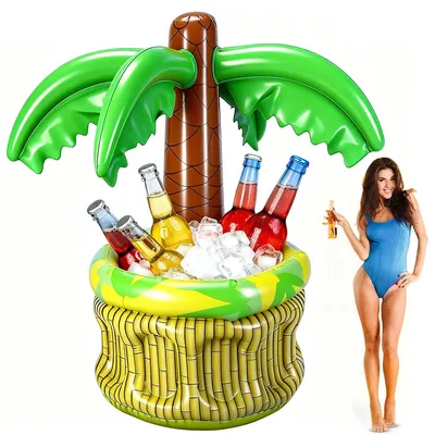 Produktbild von 68 cm aufblasbare Kaktus-Eiswanne, Palmen-Getränkekühler, Strandparty- und Festivaldeko, tropische Hawaii-Partydekoration, Sommer Partyspielzeug