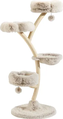 Produktbild von Fudajo Designer Kratzbaum 59 x 59 x 155 cm, Katzenkratzbaum mit Plüsch und Sisal, Kletterbaum für Katzen, Katzenbaum mit Spielbällen