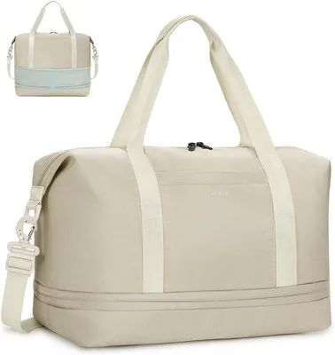 Produktbild von PromoHome® Erweiterbare Handgepäck Tasche 40x20x25 - Leichte Reise-Wochenendtasche mit wasserdichter Tasche Beige