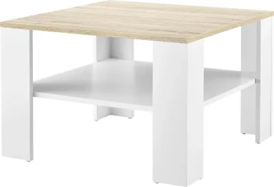 Immagine prodotto di In And OutdoorMatch Tavolino Bryce - Quadrato - 60x60x40 cm - Colori bianco e rovere - Truciolato - Design moderno