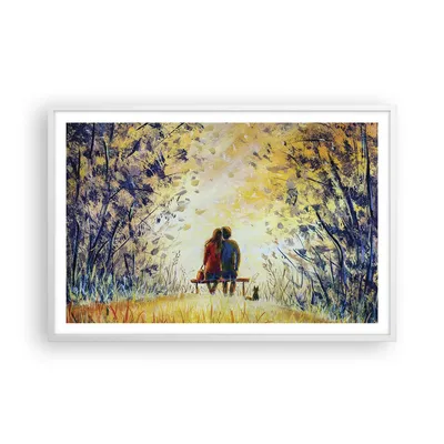 Produktbild von Gerahmtes Poster - Weißer Rahmen - Liebhaber auf Bank - 91,5x61 cm - Wand Bild - Wanddeko - Wandbilder - Kunstposter - Wandposter - Bilderrahmen - Bilder - Kunstdruck Wanddekoration - P2WAA91x61-4578