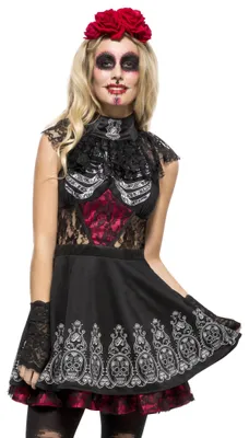 Produktbild von Tag der Toten Skelett Kleid Halloween Kostüm Damen Größe: S