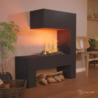 Produktbild von GLOW FIRE Elektrokamin 'Mozart' | Wasserdampf Kamin mit OMC 600 inkl. Holz in schwarz | HxBxT: 120x110x35 cm